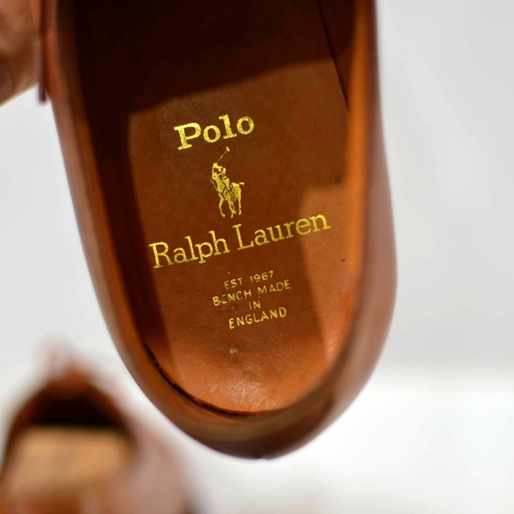 POLO RALPH LAUREN Benchmade in England by Crockett & Jones Light Brown Derby 8 D - Picture 8 of 12